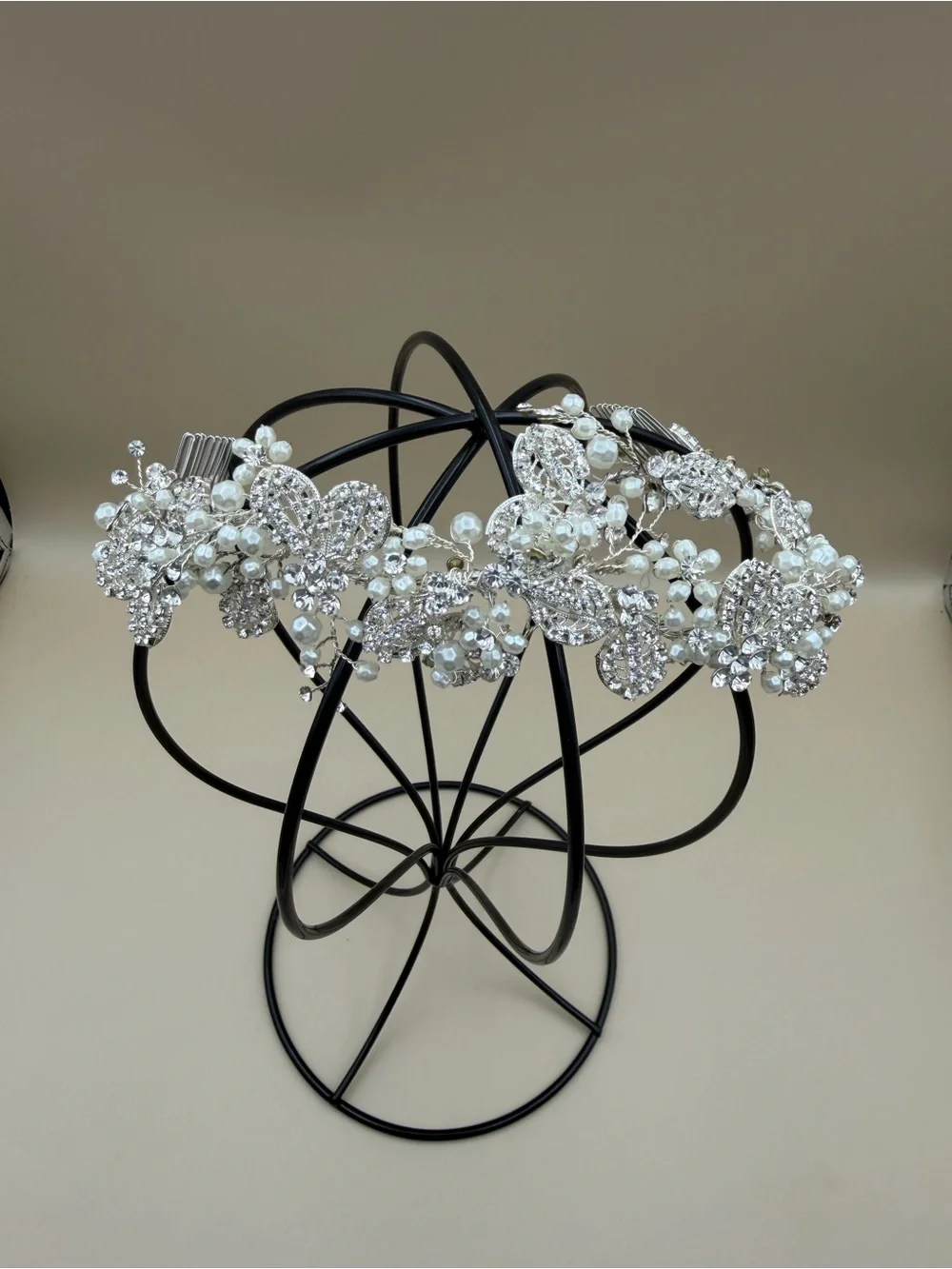 Luxury Crystal Pearl Bridal Headpiece Wedding Hair Vine Tiara New